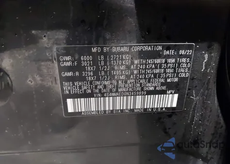 2022 Subaru Ascent Premium from USA, damaged, VIN 4S4WMAED0N3459899